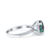 Half Eternity Art Deco Cushion Cut Wedding Engagement Bridal Ring Round Simulated Cubic Zirconia 925 Sterling Silver