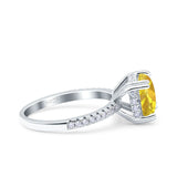 Half Eternity Art Deco Cushion Cut Wedding Engagement Bridal Ring Round Simulated Cubic Zirconia 925 Sterling Silver