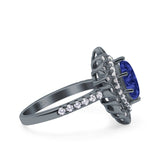 Halo Vintage Style Art Deco Solitaire Accent Marquise Wedding Engagement Ring Round Simulated Cubic Zirconia 925 Sterling Silver