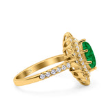 Halo Vintage Style Art Deco Solitaire Accent Marquise Wedding Engagement Ring Round Simulated Cubic Zirconia 925 Sterling Silver