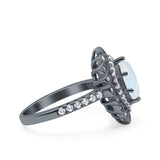 Halo Vintage Style Art Deco Solitaire Accent Marquise Wedding Engagement Ring Round Simulated Cubic Zirconia 925 Sterling Silver