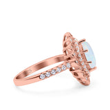 Halo Vintage Style Art Deco Solitaire Accent Marquise Wedding Engagement Ring Round Simulated Cubic Zirconia 925 Sterling Silver