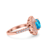 Halo Vintage Style Art Deco Solitaire Accent Cushion Wedding Engagement Ring Round Simulated Cubic Zirconia 925 Sterling Silver