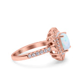 Halo Vintage Style Art Deco Solitaire Accent Cushion Wedding Engagement Ring Round Simulated Cubic Zirconia 925 Sterling Silver