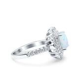 Halo Vintage Style Art Deco Solitaire Accent Cushion Wedding Engagement Ring Round Simulated Cubic Zirconia 925 Sterling Silver