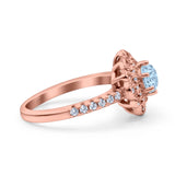 Halo Vintage Style Art Deco Solitaire Accent Wedding Engagement Ring Round Simulated Cubic Zirconia 925 Sterling Silver