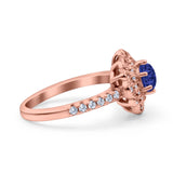 Halo Vintage Style Art Deco Solitaire Accent Wedding Engagement Ring Round Simulated Cubic Zirconia 925 Sterling Silver