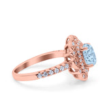 Halo Vintage Style Art Deco Solitaire Accent Oval Wedding Engagement Ring Simulated Cubic Zirconia 925 Sterling Silver