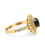 Halo Vintage Style Art Deco Solitaire Accent Oval Wedding Engagement Ring Simulated Cubic Zirconia 925 Sterling Silver