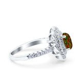 Halo Vintage Style Art Deco Solitaire Accent Oval Wedding Engagement Ring Simulated Cubic Zirconia 925 Sterling Silver