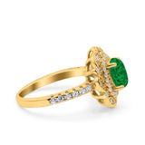 Halo Vintage Style Art Deco Solitaire Accent Oval Wedding Engagement Ring Simulated Cubic Zirconia 925 Sterling Silver