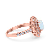 Halo Vintage Style Art Deco Solitaire Accent Oval Wedding Engagement Ring Simulated Cubic Zirconia 925 Sterling Silver