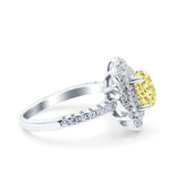 Halo Vintage Style Art Deco Solitaire Accent Oval Wedding Engagement Ring Simulated Cubic Zirconia 925 Sterling Silver