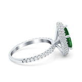 Teardrop Pear Art Deco Vintage Engagement Ring Round Simulated Cubic Zirconia 925 Sterling Silver