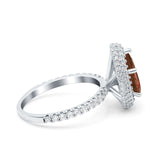Teardrop Pear Art Deco Vintage Engagement Ring Round Simulated Cubic Zirconia 925 Sterling Silver