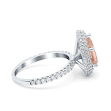 Teardrop Pear Art Deco Vintage Engagement Ring Round Simulated Cubic Zirconia 925 Sterling Silver