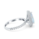 Teardrop Pear Art Deco Vintage Engagement Ring Round Simulated Cubic Zirconia 925 Sterling Silver