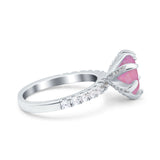 Vintage Art Deco Wedding Ring Round Simulated Cubic Zirconia 925 Sterling Silver