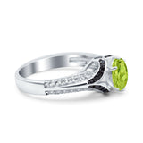 Art Deco Oval Engagement Ring Black Simulated Cubic Zirconia 925 Sterling Silver