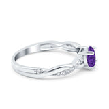 Art Deco Wedding Engagement Ring Round Simulated Cubic Zirconia 925 Sterling Silver
