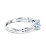 Art Deco Wedding Engagement Ring Round Simulated Cubic Zirconia 925 Sterling Silver