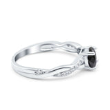 Art Deco Wedding Engagement Ring Round Simulated Cubic Zirconia 925 Sterling Silver