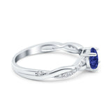 Art Deco Wedding Engagement Ring Round Simulated Cubic Zirconia 925 Sterling Silver
