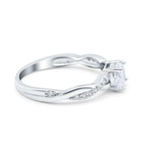Art Deco Wedding Engagement Ring Round Simulated Cubic Zirconia 925 Sterling Silver
