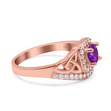 Celtic Art Deco Wedding Bridal Engagement Ring Simulated Cubic Zirconia 925 Sterling Silver