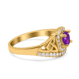 Celtic Art Deco Wedding Bridal Engagement Ring Simulated Cubic Zirconia 925 Sterling Silver