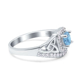 Celtic Art Deco Wedding Bridal Engagement Ring Simulated Cubic Zirconia 925 Sterling Silver