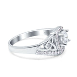 Celtic Art Deco Wedding Bridal Engagement Ring Simulated Cubic Zirconia 925 Sterling Silver