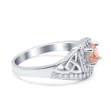 Celtic Art Deco Wedding Bridal Engagement Ring Simulated Cubic Zirconia 925 Sterling Silver