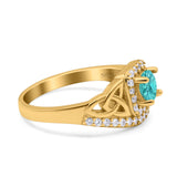 Celtic Art Deco Wedding Bridal Engagement Ring Simulated Cubic Zirconia 925 Sterling Silver