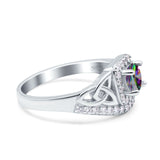 Celtic Art Deco Wedding Bridal Engagement Ring Simulated Cubic Zirconia 925 Sterling Silver