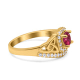 Celtic Art Deco Wedding Bridal Engagement Ring Simulated Cubic Zirconia 925 Sterling Silver