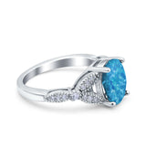 Oval Art Deco Wedding Engagement Bridal Ring Accent Vintage Round Simulated Cubic Zirconia 925 Sterling Silver