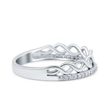 Half Eternity Infinity Twisted Shank Wedding Ring Band Round Simulated Cubic Zirconia 925 Sterling Silver