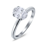 Oval Cut Cathedral Solitaire Wedding Engagement Ring Simulated Cubic Zirconia 925 Sterling Silver