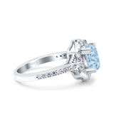 Oval Art Deco Wedding Engagement Bridal Ring Accent Vintage Round Simulated Cubic Zirconia 925 Sterling Silver