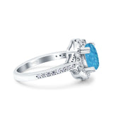 Oval Art Deco Wedding Engagement Bridal Ring Accent Vintage Round Simulated Cubic Zirconia 925 Sterling Silver