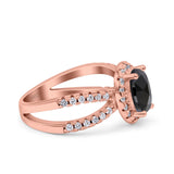 Art Deco Oval Wedding Engagement Bridal Ring Round Simulated Cubic Zirconia 925 Sterling Silver
