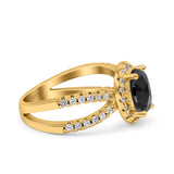 Art Deco Oval Wedding Engagement Bridal Ring Round Simulated Cubic Zirconia 925 Sterling Silver