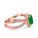 Art Deco Oval Wedding Engagement Bridal Ring Round Simulated Cubic Zirconia 925 Sterling Silver
