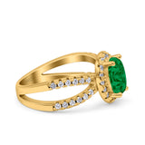 Art Deco Oval Wedding Engagement Bridal Ring Round Simulated Cubic Zirconia 925 Sterling Silver