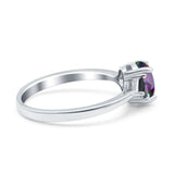 Vintage Oval Engagement Ring Triangle Black Simulated Cubic Zirconia 925 Sterling Silver