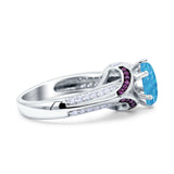 Split Shank Halo Oval Wedding Engagement Ring Black Round Simulated Cubic Zirconia 925 Sterling Silver