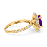 Halo Art Deco Cushion Cut Wedding Bridal Ring Round Simulated Cubic Zirconia 925 Sterling Silver