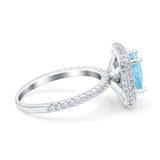 Halo Art Deco Cushion Cut Wedding Bridal Ring Round Simulated Cubic Zirconia 925 Sterling Silver