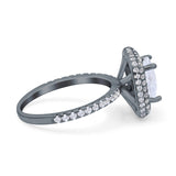Halo Art Deco Cushion Cut Wedding Bridal Ring Round Simulated Cubic Zirconia 925 Sterling Silver